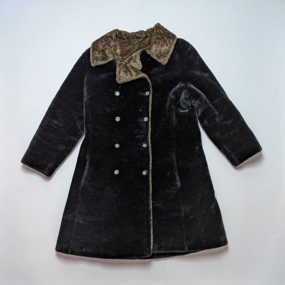 Vintage Faux Fur Coller Fluffy Boa Coat